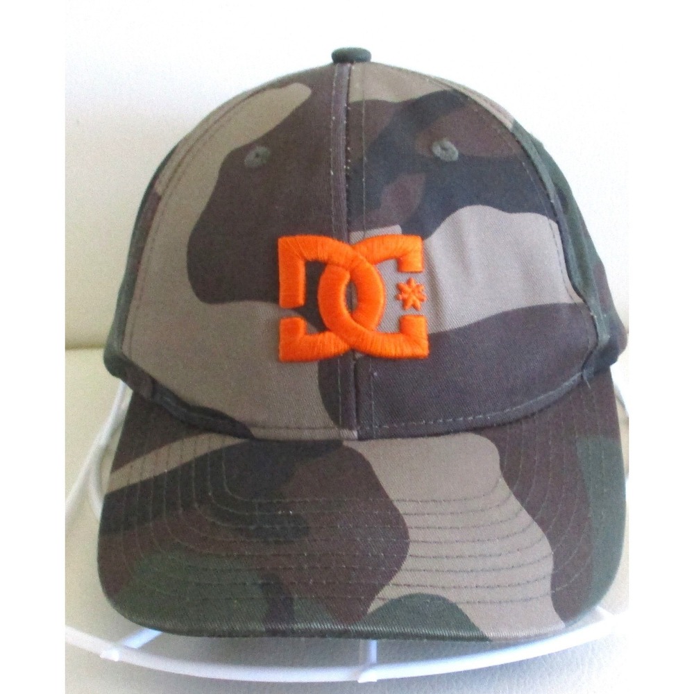 DC Shoes Camo Snapback Hat Orange Logo Camouflage Skate Baseball Cap Mens OSFM